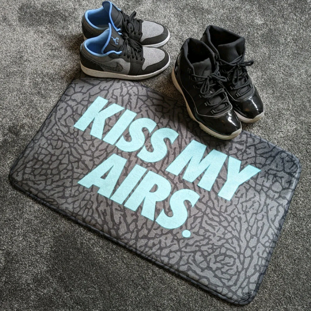 Kiss My Airs - Grey Elephant Pattern Sneaker Trainers Floor Mat - 80cm x 50cm