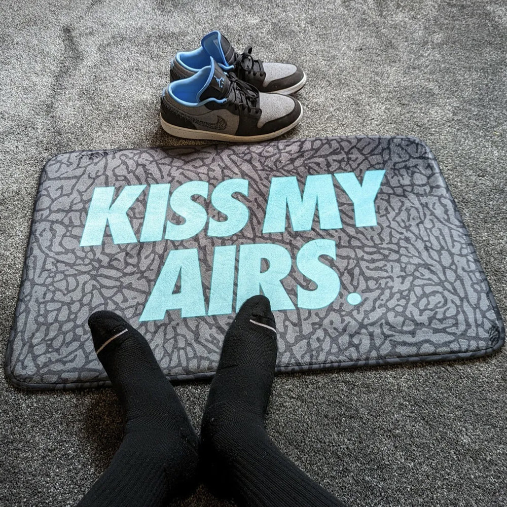 Kiss My Airs - Grey Elephant Pattern Sneaker Trainers Floor Mat - 80cm x 50cm