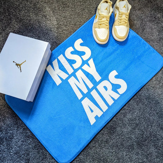 Kiss My Airs - Blue & White Sneaker Trainers Floor Mat - 80cm x 50cm