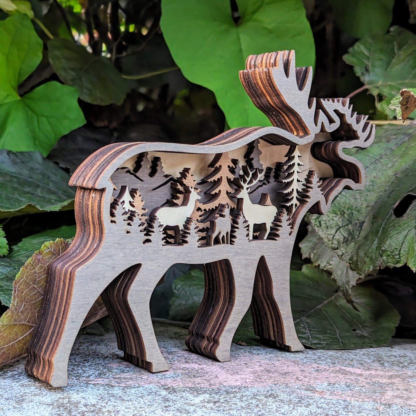 Wooden Deer Artistic Display Décor Sculpture