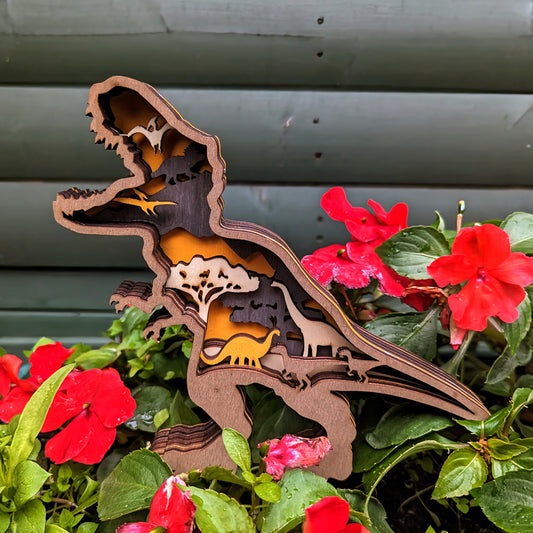 Wooden Tyrannosaurus Rex Artistic Display Décor Sculpture