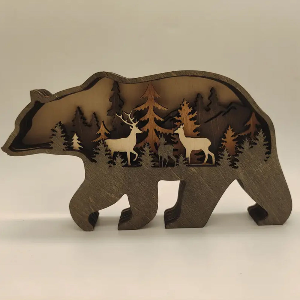 Wooden Bear Artistic Display Décor Sculpture